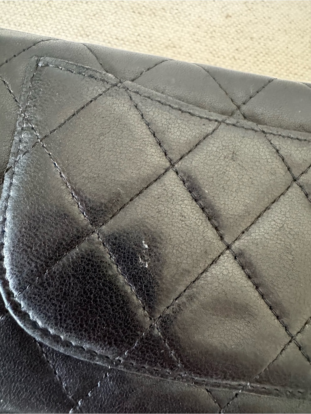 Authentic Chanel Classic Quilted Lambskin Bifold Flap Yen Black Wallet-FLAWED - Picture 13 of 17